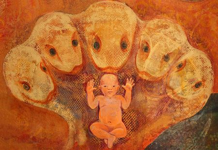 Detail of painting 'The Birth of the New', by Jenny Badger Sultan. Click to enlarge