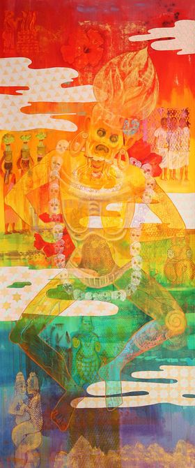 Painting titled 'Chamunda', by Jenny Badger Sultan. Click to enlarge