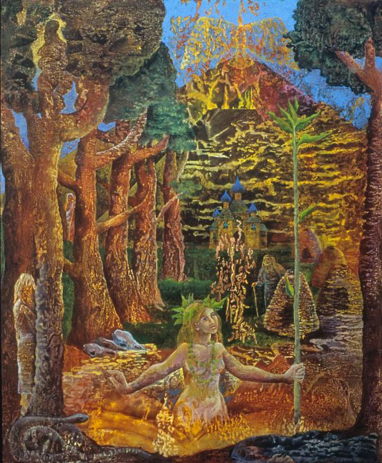 Acrylic painting, 'The Forest Bride', by Jenny Badger Sultan. Click to enlarge