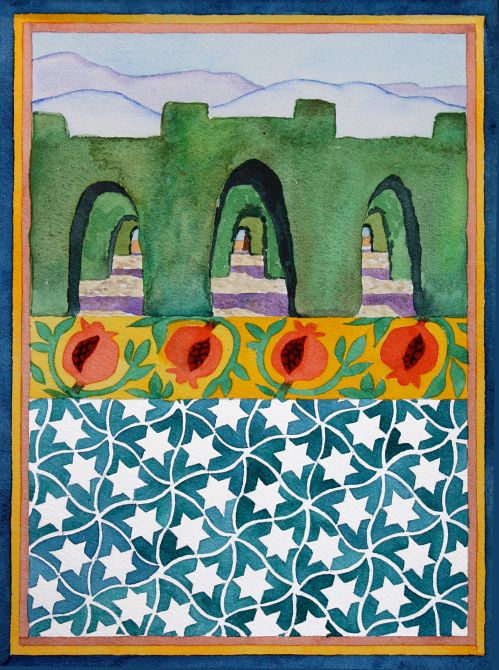 Watercolor: 'Granada Garden II', by Jenny Badger Sultan. Click to enlarge