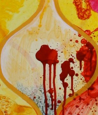 Blood dripping; detail of 'In Iraq' by Jenny Badger Sultan.
