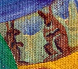 Acrylic painting of a dream by Jenny Badger Sultan: 'My Design for the Inside of the Dome'. Detail: kangaroos