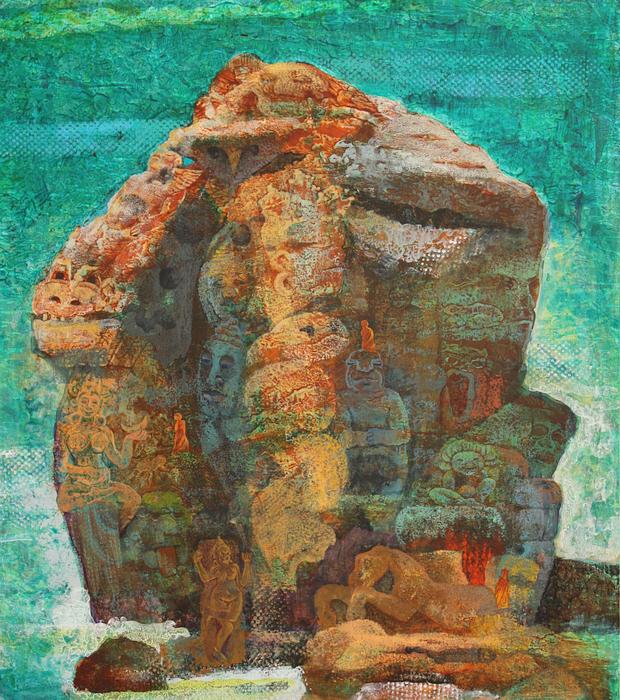 Painting titled 'Mythical Rock', by Jenny Badger Sultan. Click to enlarge